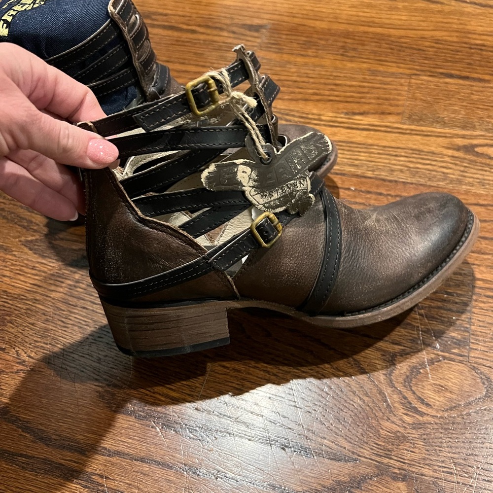 Freebird by Steven Brown and Black Ankle Boots with Straps